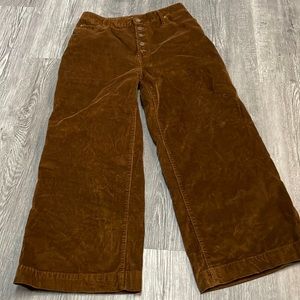 Corduroy High Rise Wide Leg Cropped Pant